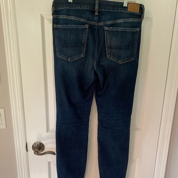 American Eagle Dark Wash Jeans w/ Rips - Picture 4 of 5